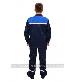 Костюм рабочий рабочий арт 003 (куртка и полукомбинезон) тёмно-синий/василёк 