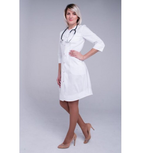 фото Халат медицинский женский Злата (цвет белый, кнопки белые)
