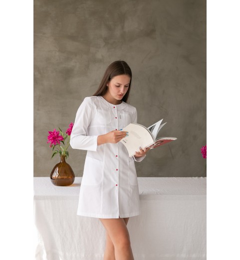 фото Халат медицинский женский Жасмин (цвет белый, кнопки белые)