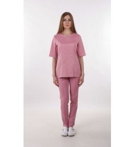 Блуза медицинская женская М183 розовая (пудра)