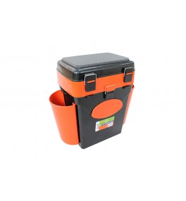 Ящик для зимней рыбалки "FishBox" Helios с навесными карманами, 10 л, оранжевый/4/