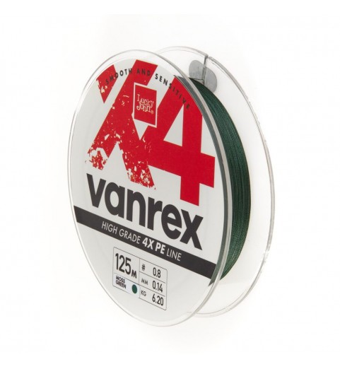 Шнур плетёный Lucky John Vanrex х4 BRAID Moss Green 125м/014мм Шнур плетёный Lucky John Vanrex х4 BRAID Moss Green 125м/014мм