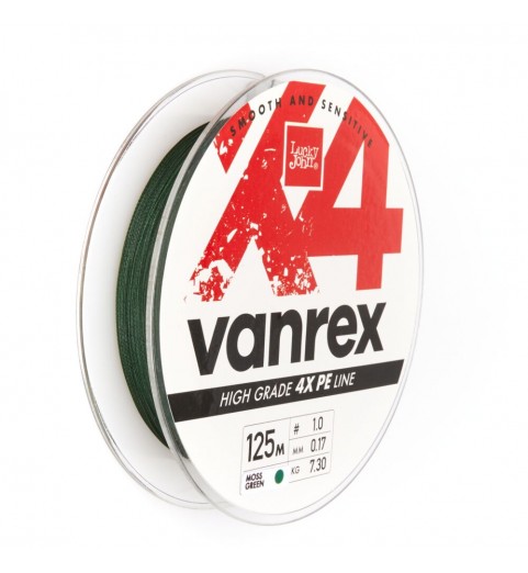 Шнур плетёный Lucky John Vanrex х4 BRAID Moss Green 125м/017мм Шнур плетёный Lucky John Vanrex х4 BRAID Moss Green 125м/017мм