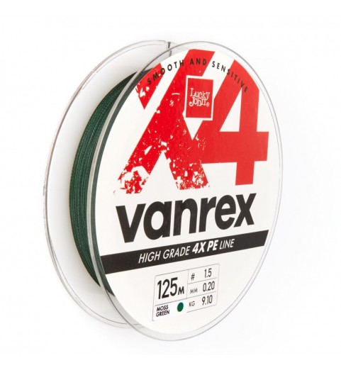 Шнур плетёный Lucky John Vanrex х4 BRAID Moss Green 125м/020мм Шнур плетёный Lucky John Vanrex х4 BRAID Moss Green 125м/020мм