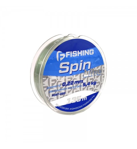 Леска F-FISHING Spin Line 135м 0,22мм 5,4кг/11,9lb Леска F-FISHING Spin Line 135м 0,22мм 5,4кг/11,9lb