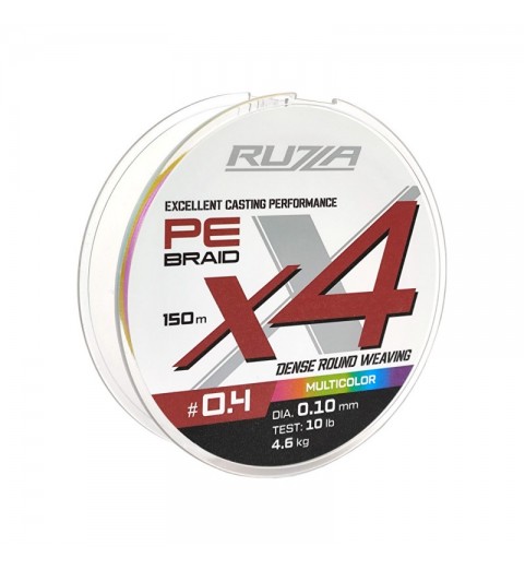 Шнур RUZZA X4 150м Multicolor 0,10мм 4,6кг/10lb Шнур RUZZA X4 150м Multicolor 0,10мм 4,6кг/10lb