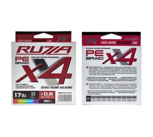 фото Шнур RUZZA X4 150м Multicolor 0,14мм 7,7кг/17lb