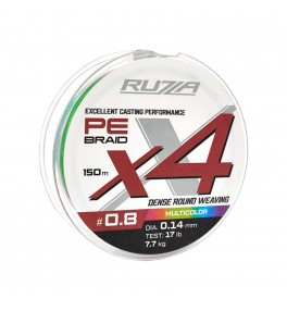 Шнур RUZZA X4 150м Multicolor 0,14мм 7,7кг/17lb Шнур RUZZA X4 150м Multicolor 0,14мм 7,7кг/17lb