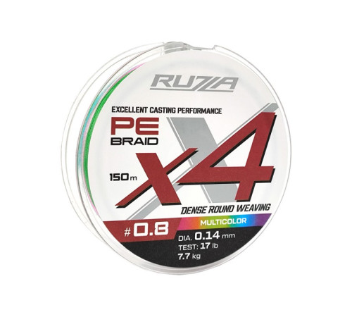 фото Шнур RUZZA X4 150м Multicolor 0,14мм 7,7кг/17lb