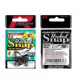 Застежка с вертлюгом RUZZA Rolling Swivel w/Hooked Snap Black №6 10шт