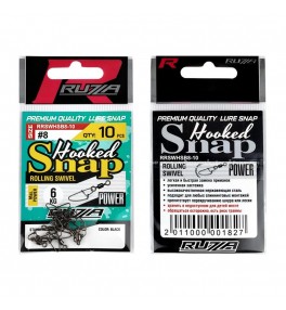 Застежка с вертлюгом RUZZA Rolling Swivel w/Hooked Snap Black №8 10шт