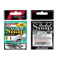 Застежка с вертлюгом RUZZA Rolling Swivel w/Hooked Snap Black №10 10шт