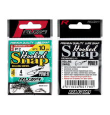 Застежка с вертлюгом RUZZA Rolling Swivel w/Hooked Snap Black №12 10шт