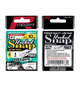 Застежка с вертлюгом RUZZA Rolling Swivel w/Hooked Snap Black №12 10шт