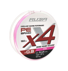Шнур RUZZA X4 150м Pink 0,14мм 7,7кг/17lb