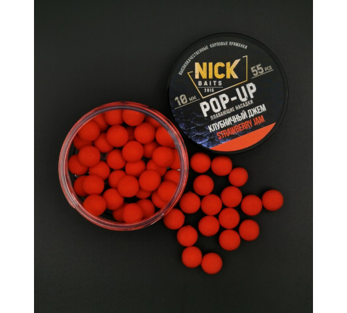 фото Насадки NICK BAITS POP-UP 10 мм (Клубничный джем) банка 55 шт