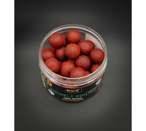 фото Насадки пылящие бойлы NICK BAITS GOLD SOLUBLE 20 мм (Червь-мотыль), банка 35 шт