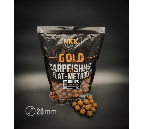 фото Бойлы прикормочные NICK BAITS GOLD SPECIALFISH 20 мм (Индийские специи-кальмар), 1 кг