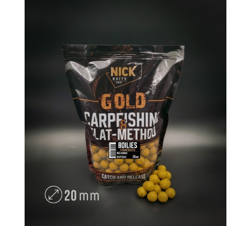 фото Бойлы прикормочные NICK BAITS GOLD FISHFRUITS 20 мм (Мёд-ананас), 1 кг