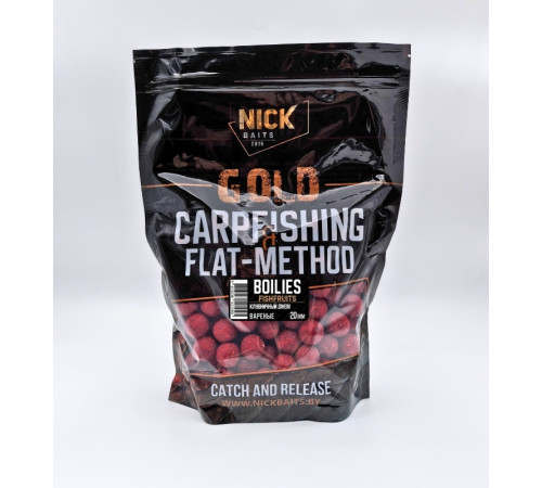 фото Бойлы прикормочные NICK BAITS GOLD FISHFRUITS 20 мм (Клубничный джем), 1 кг