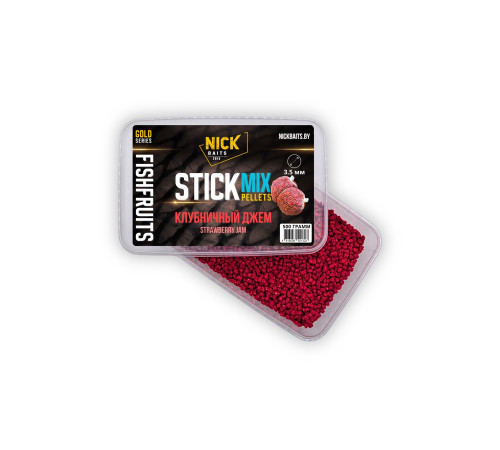 фото Стик-микс пеллетс Stick-mix pellets 3,5 мм NICK BAITS GOLD “FF” (Клубничный джем), 0,5 кг